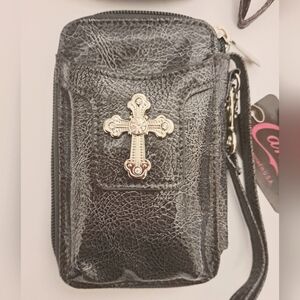 NWT Cross Grey ID Credit Card Wallet Wristlet Silver & Rhinestone Candies